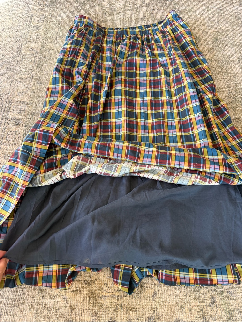 NWOT Maeve Jacie Poplin Printed Maxi Skirt Plaid Cotton Flowy Colorful Size XL - Picture 3 of 8